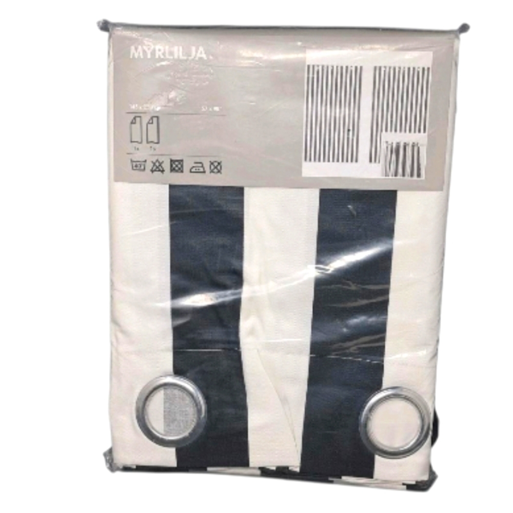 IKEA Myrlilja Curtains- Drapes Black & White Stripes- Limited Edition 2012 57x98